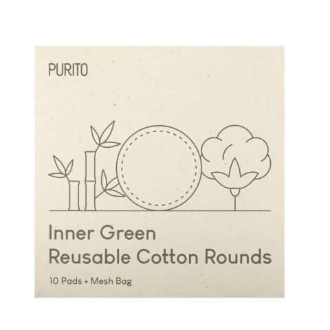 PURITO - Inner Green Reusable Cotton Rounds, 10szt. - wielorazowe płatki kosmetyczne PURITO - Inner Green Reusable Cotton Rounds, 10szt. - wielorazowe płatki kosmetyczne