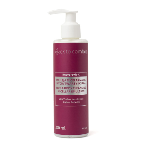 Back To Comfort - Resveravit C, 200ml - emulsja micelarna do mycia twarzy i ciała Back To Comfort - Resveravit C, 200ml - emulsja micelarna do mycia twarzy i ciała