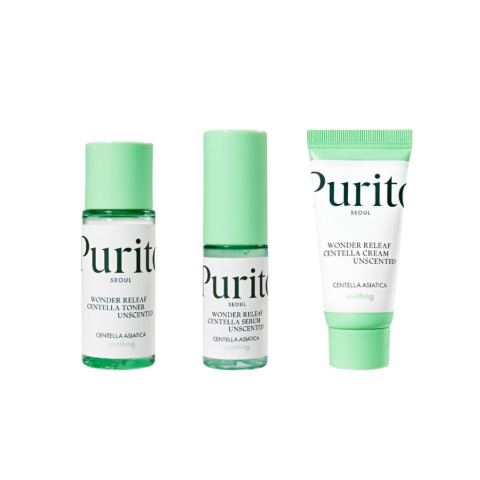 PURITO Seoul - Wonder Releaf Centella Mini Kit Unscented - zestaw bezzapachowych miniaturek do twarzy, 3szt. PURITO Seoul - Wonder Releaf Centella Mini Kit Unscented - zestaw bezzapachowych miniaturek do twarzy, 3szt.