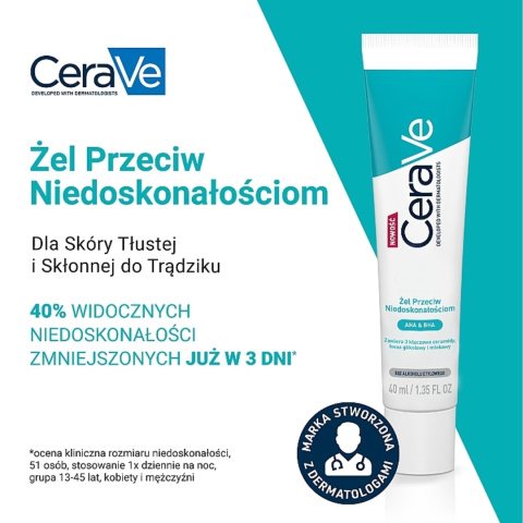 CeraVe - Żel Przeciw Niedoskonałościom z Kwasami AHA i BHA, 40ml CeraVe - Żel Przeciw Niedoskonałościom z Kwasami AHA i BHA, 40ml