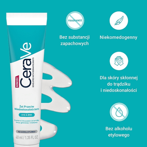 CeraVe - Żel Przeciw Niedoskonałościom z Kwasami AHA i BHA, 40ml CeraVe - Żel Przeciw Niedoskonałościom z Kwasami AHA i BHA, 40ml