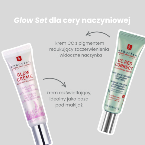 Erborian - CC Red Correct + Glow Creme - Glow Set dla Cery Naczynkowej, 2 x 15ml Erborian - CC Red Correct + Glow Creme - Glow Set dla Cery Naczynkowej, 2 x 15ml