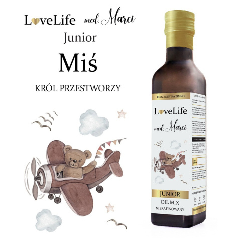 LoveLife Junior by Med. Marci - dzienna dawka zdrowych tłuszczów dla dziecka, 250ml LoveLife Junior by Med. Marci - dzienna dawka zdrowych tłuszczów dla dziecka, 250ml