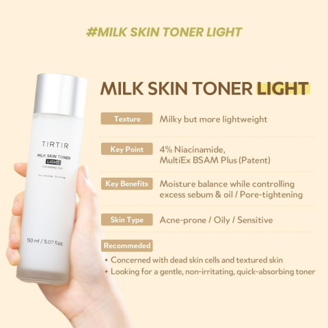 TIRTIR - Milk Skin Toner Light - Moisturizing Toner with Rice Extract - Lekki Mleczny Tonik Do Twarzy, 150ml TIRTIR - Milk Skin Toner Light - Moisturizing Toner with Rice Extract - Lekki Mleczny Tonik Do Twarzy, 150ml