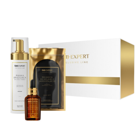TanExpert - Exclusive Line TanGift - Zestaw Prezentowy - Samoopalacz Do Twarzy, Ciała i Rękawica