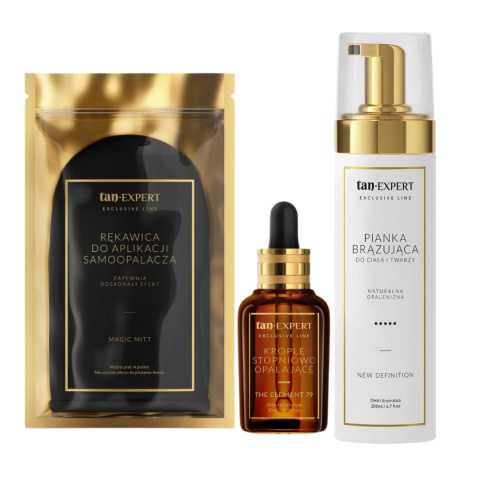 TanExpert - Exclusive Line TanGift - Zestaw Prezentowy - Samoopalacz Do Twarzy, Ciała i Rękawica