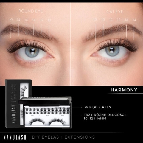 Nanolash - DIY Eyelash Extensions - Harmony - Sztuczne Rzęsy Kępki, 36szt.