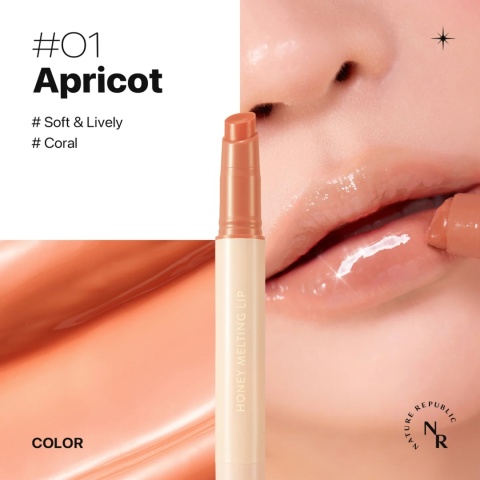 Nature Republic - Honey Melting Lip - 01 APRICOT - Błyszczyk Do Ust